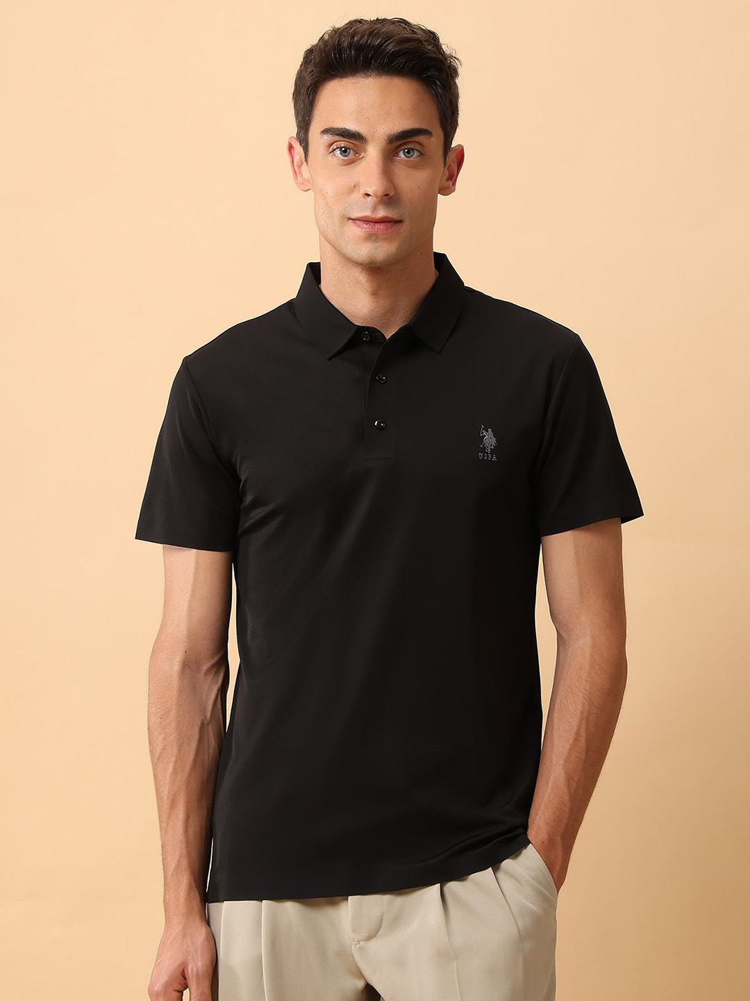 U.S. Polo Assn. Men Pacho X Slim Fit Solid Polo Collar T-shirt