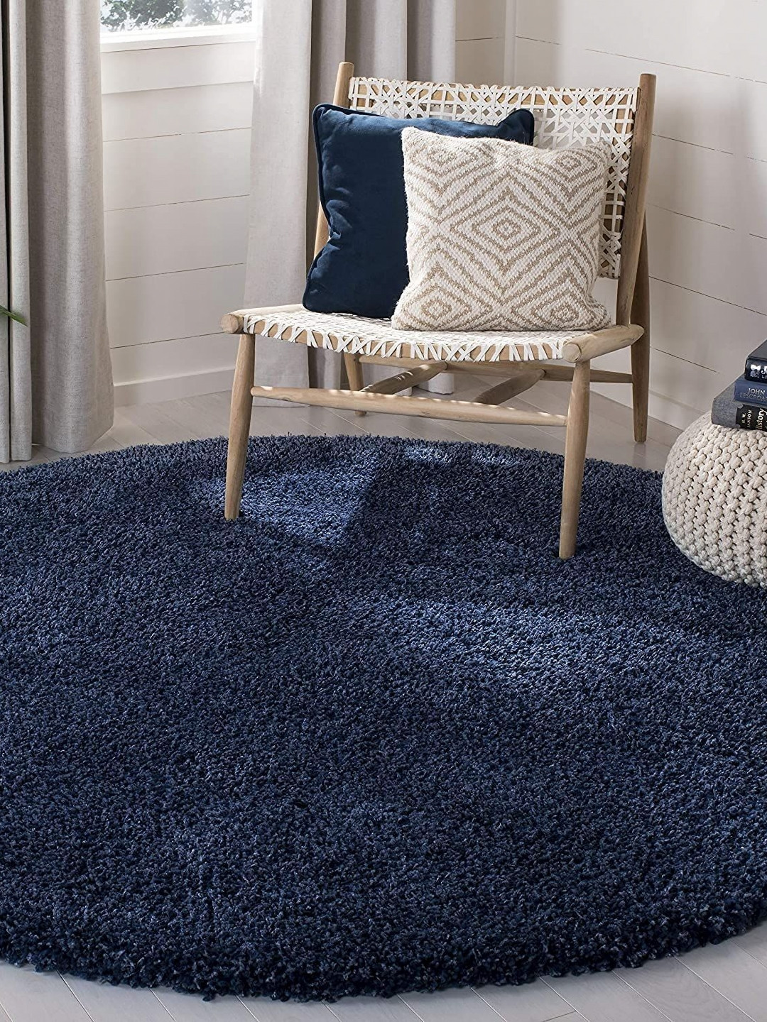 CARPETIFY Navy Blue Anti-Skid Shaggy Carpet