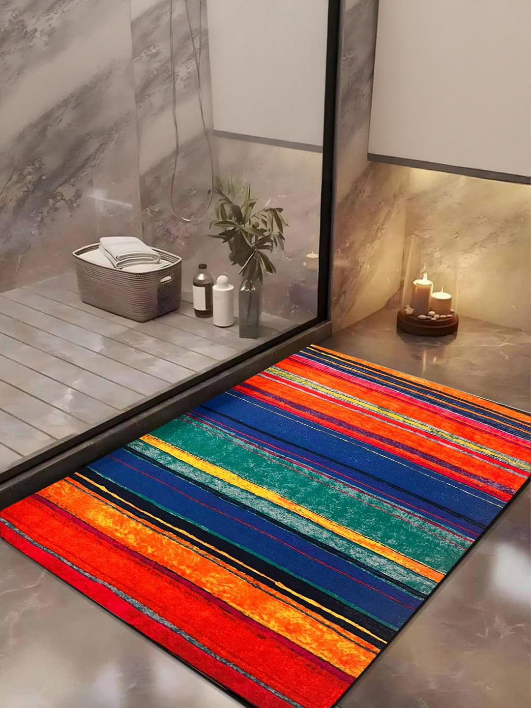 IVAZA Multicolor 550 GSM Anti-Slip Bath Mat for Bathroom