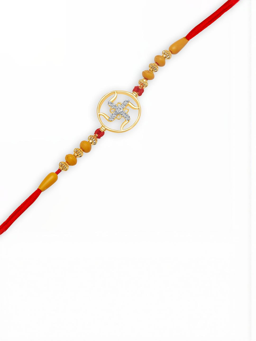 VIVASTRI Gold-Tone Swastik Thread Rakhi