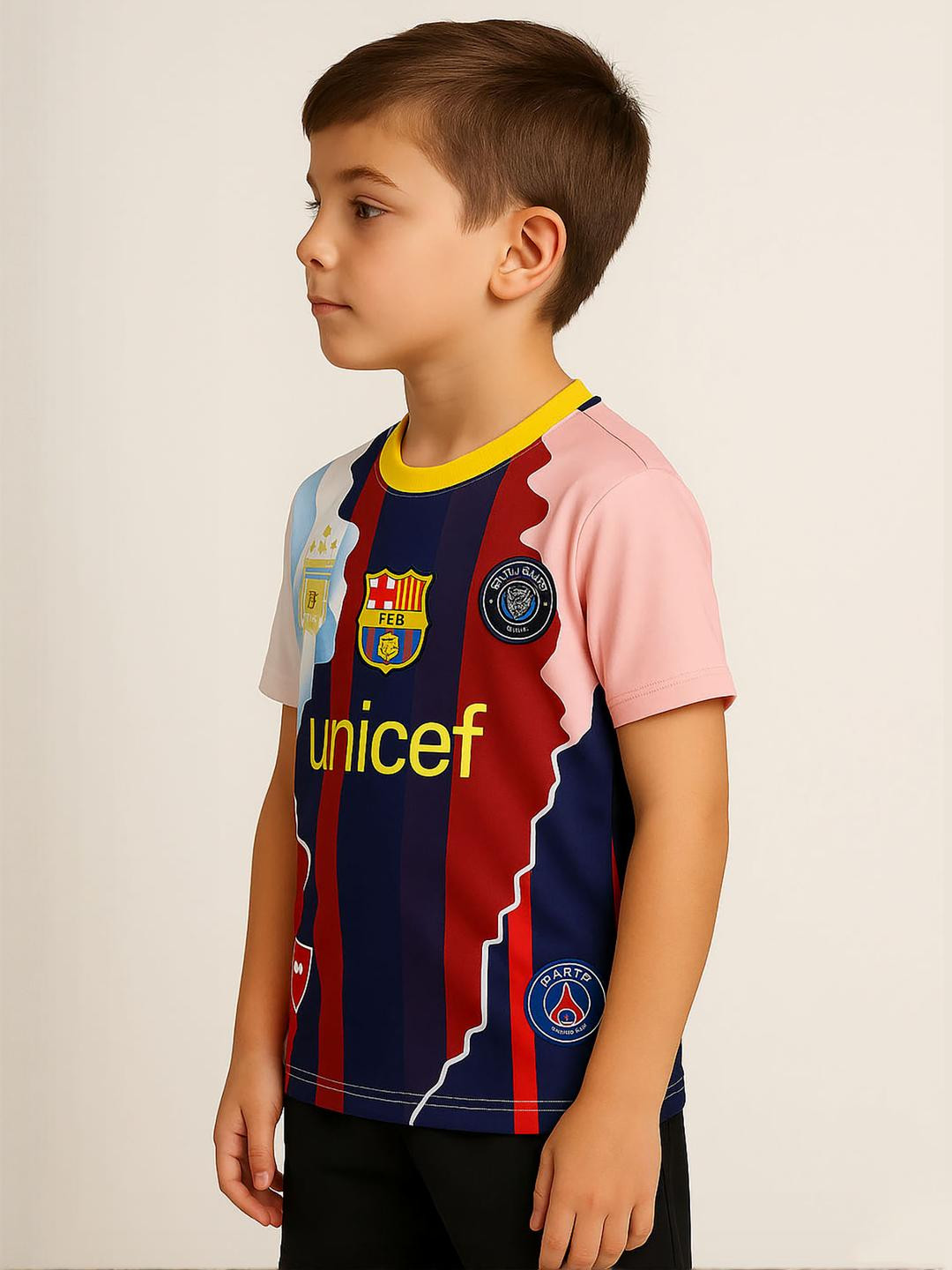 dostitch Boys Cristiano Ronaldo All Club Mix Special Edition Football Jersey with Shorts