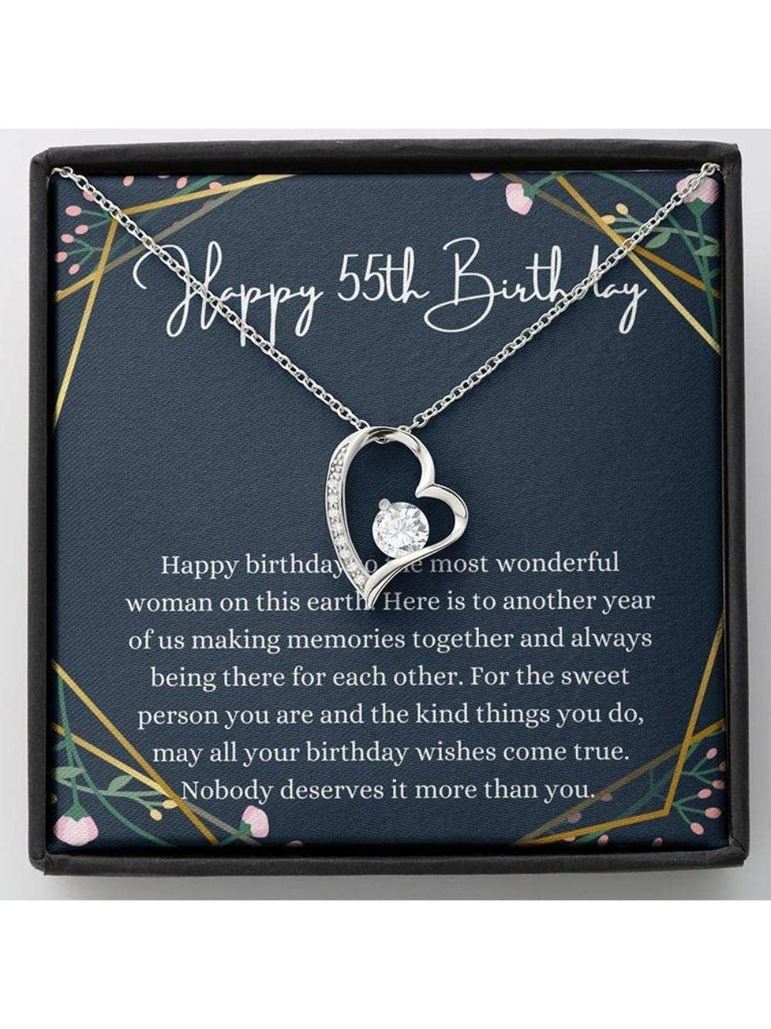 Silver Gift Wife Necklace, Mom Necklace, 55th Birthday For Her Gift, 55th Birthday Gift For Her, Fi