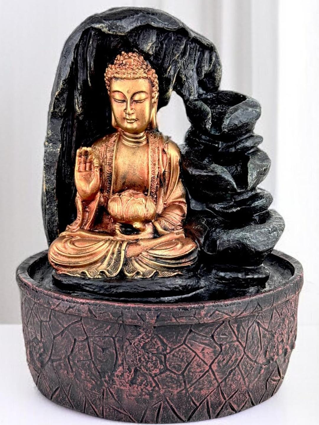 Go Hooked Lord Buddha Waterfall Fountain With LED Lights & Adjustable Water Flow