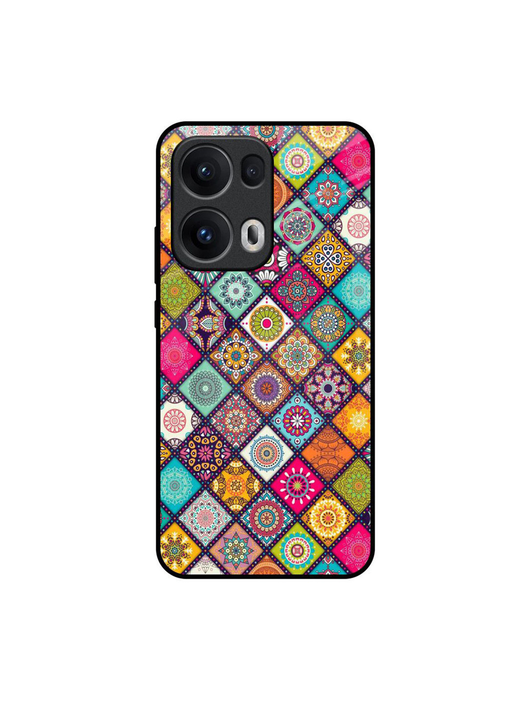 QRIOH Floral Printed Oppo Reno13 Pro 5G Mandala Glass Back Case