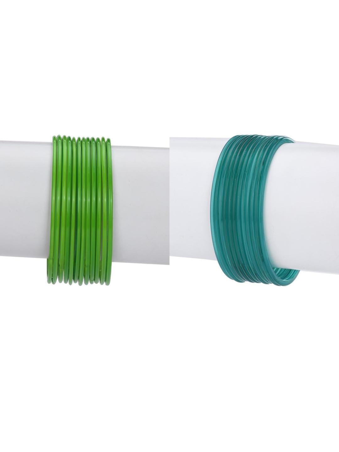 SOMIL Set of 24 Green & Blue Glass Bangle