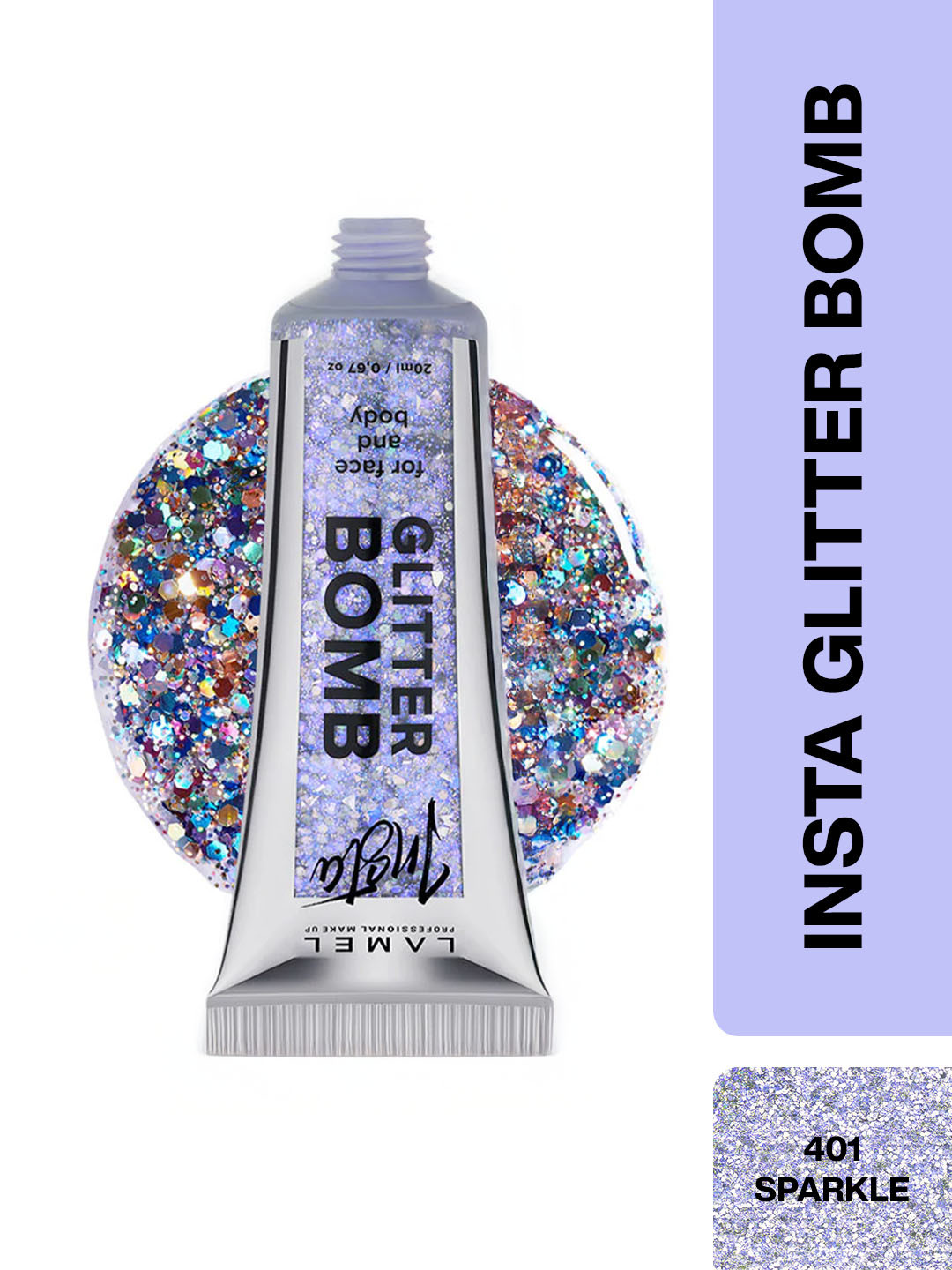 LAMEL Long Lasting Insta Glitter Bomb for Face & Body 20 ml - Blue Silver 401
