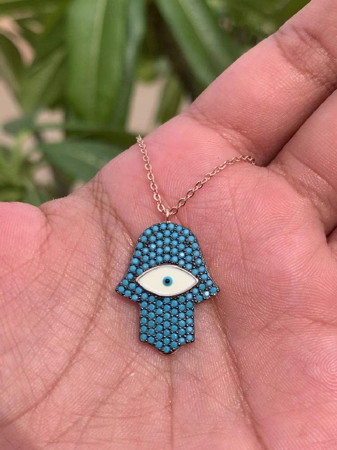 925 Silver Blue Sapphire with Evil Eye Pendant