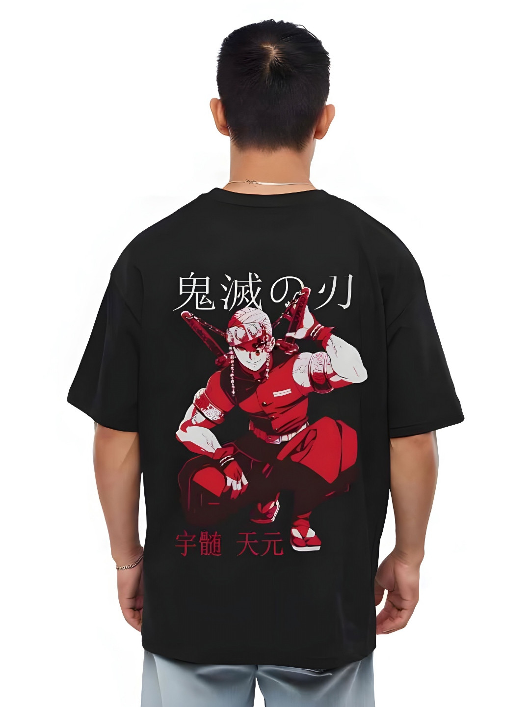 Hatke Trends Men Jujutsu Kaisen Graphic Printed Round Neck Cotton Oversized T-shirt