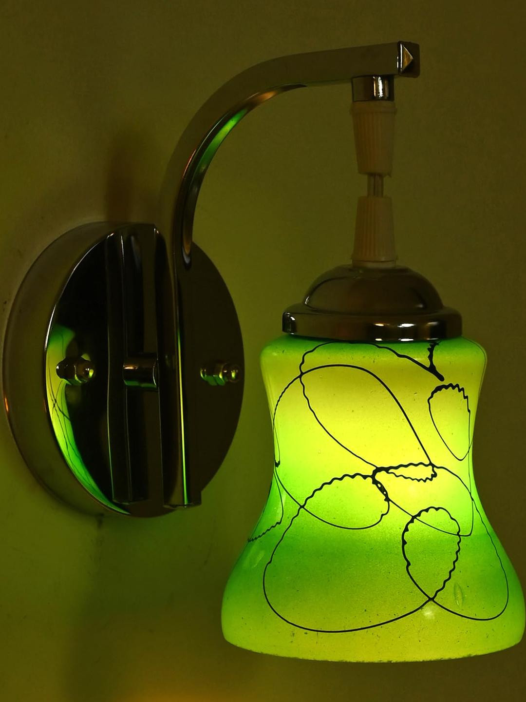 SOMIL Green & Black Printed Glass Decorative Wall Light