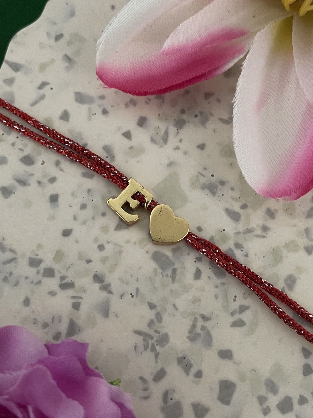 Digital Dress Room E Letter Heart Charm Thread Rakhi