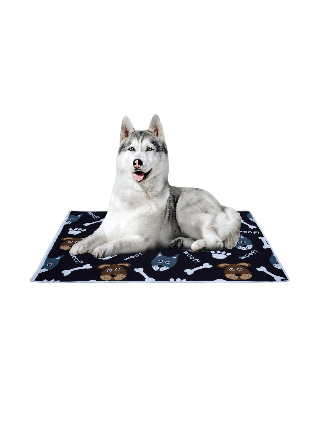 AAZEEM Pets Black Printed Soft Light Weight Mat