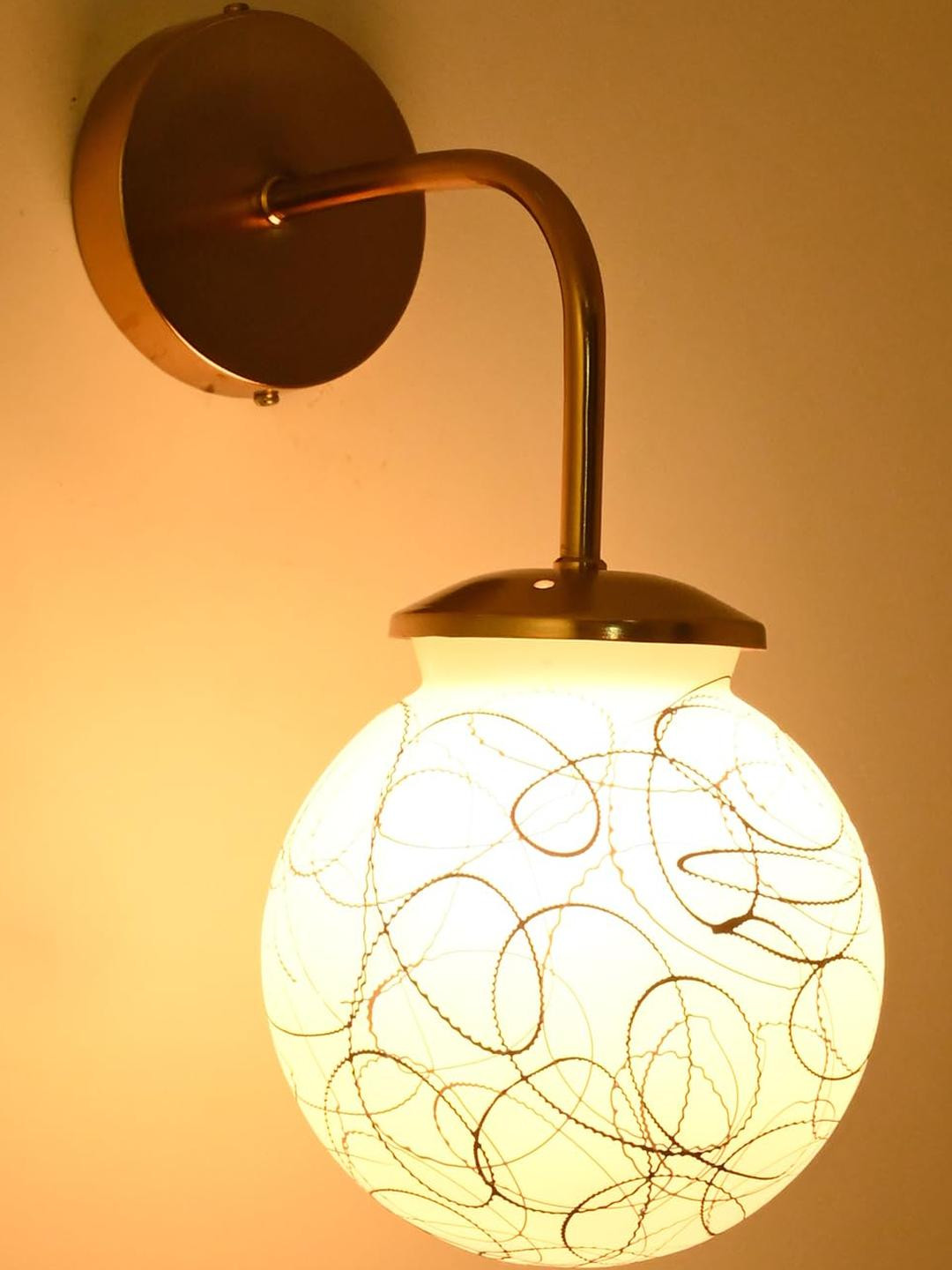 Somil Gold Plated White Glass Elegant & Stylish Decor Modern Interiors Wall Lamps