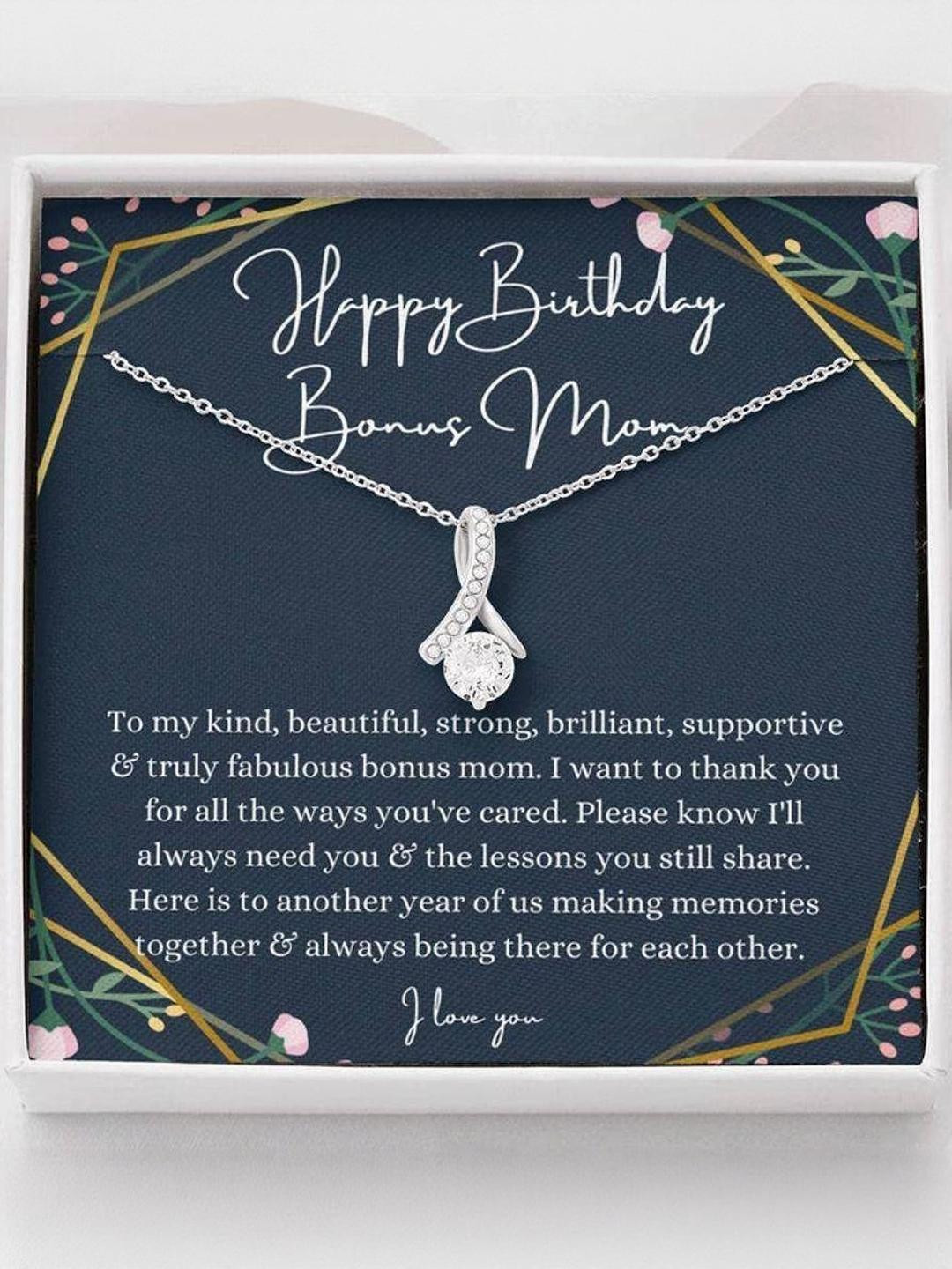 Silver Gift Stepmom Necklace, Birthday Gift For Stepmother From Stepdaughter Stepson, Bonus Mom Nec