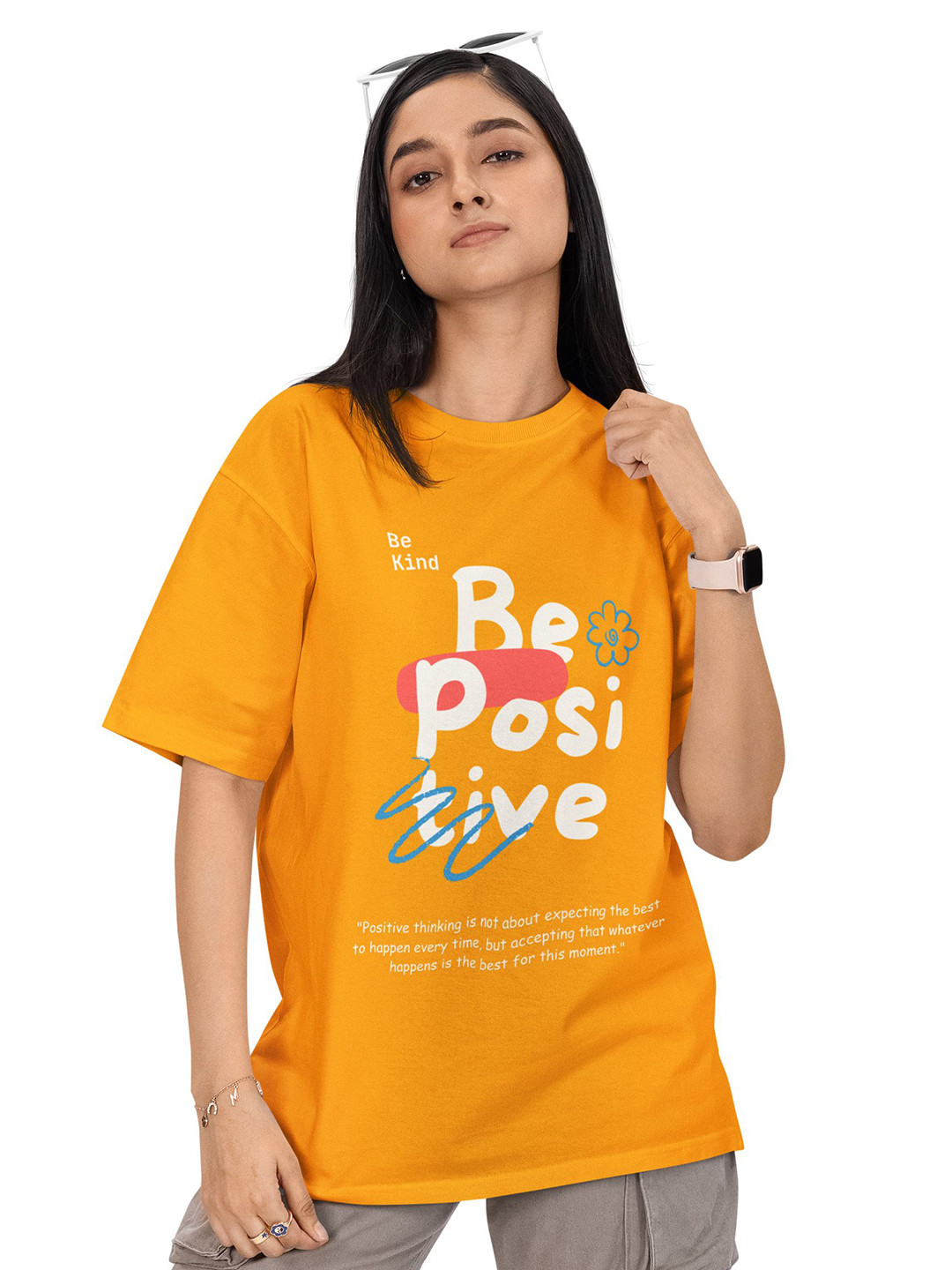 Reifica Typography Printed Pure Cotton Oversized T-shirt