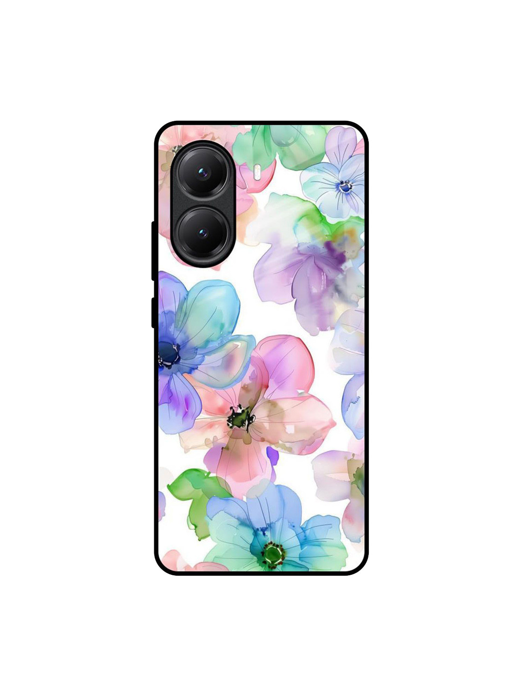 QRIOH Wildflower Haze Floral Printed Poco X7 Pro 5G Glass Back Case Mobile Accessories