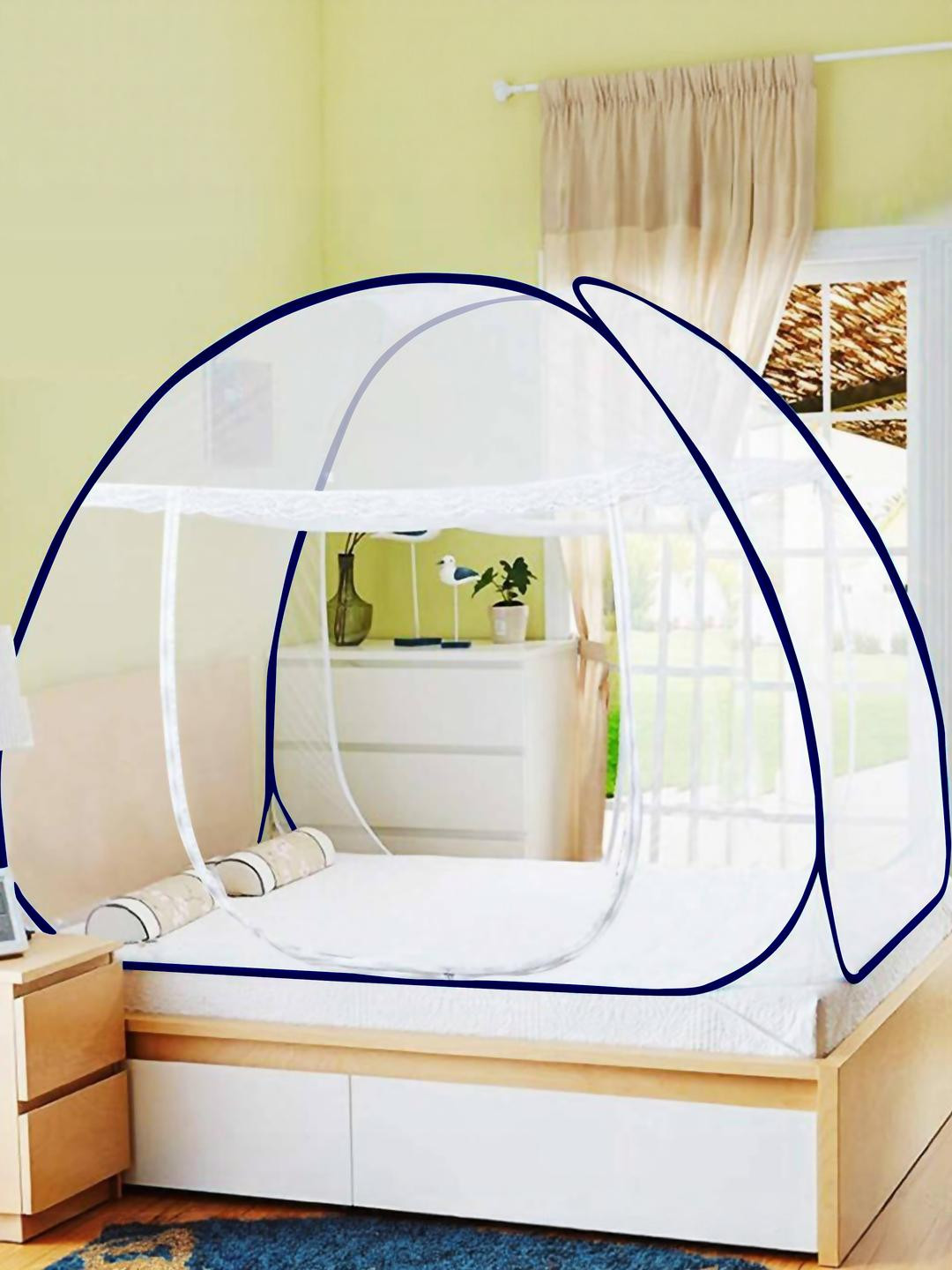 GK-JLPV Navy Blue & White King Size Tent Mosquito Net