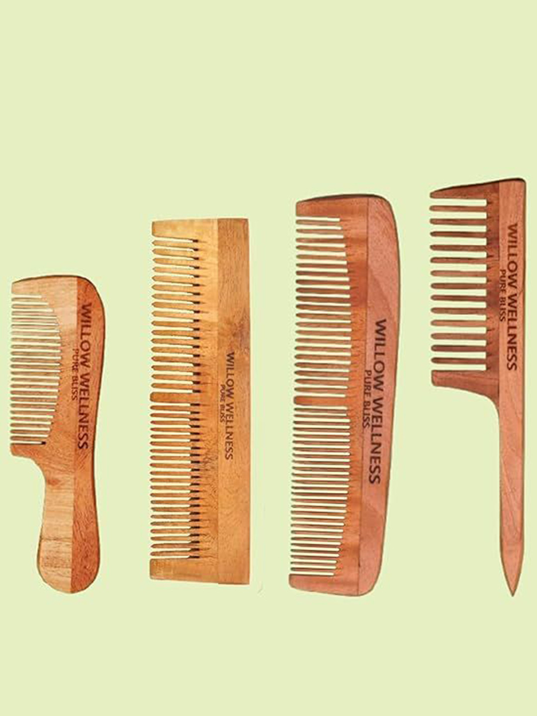 Willow Wellness Set Of 4 Neem Wooden Comb
