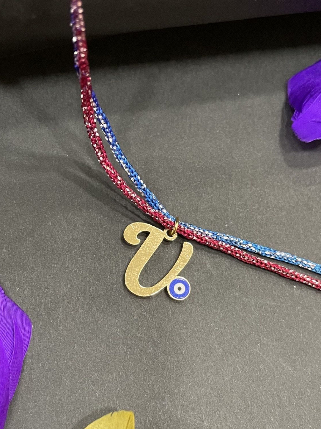 Digital Dress Room U Letter Initial Evil Eye Thread Rakhi