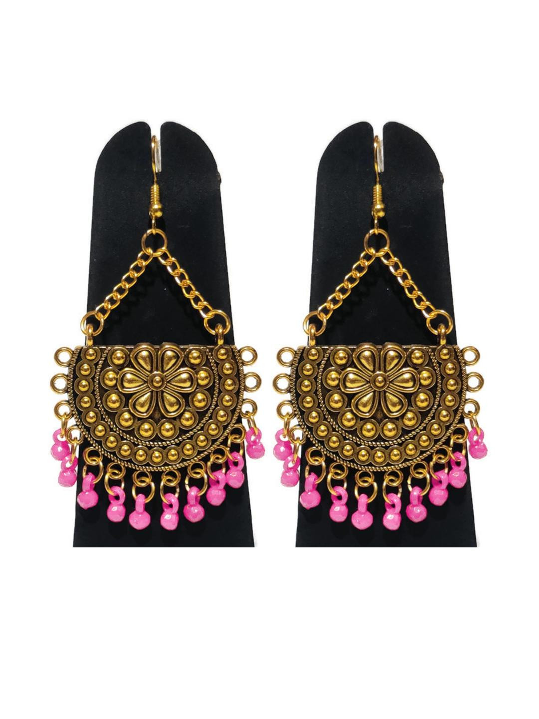 Weariton Women Light Pink & Gold-toned Chandbalis Earrings