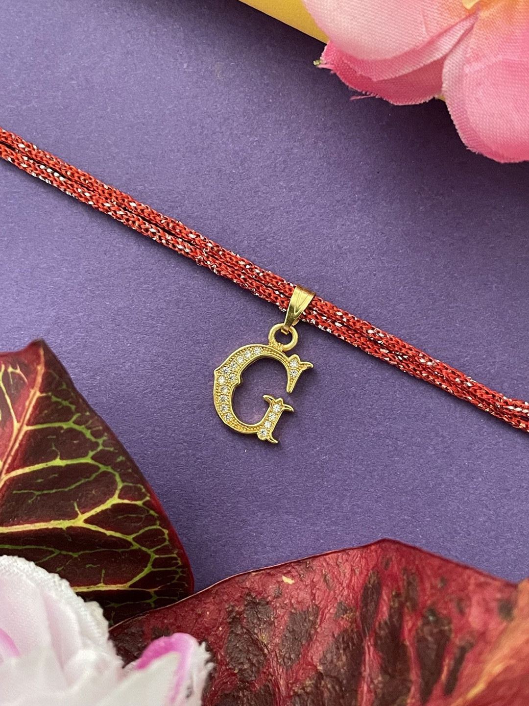 Digital Dress Room G Letter Initial AD Studded Thread Rakhi