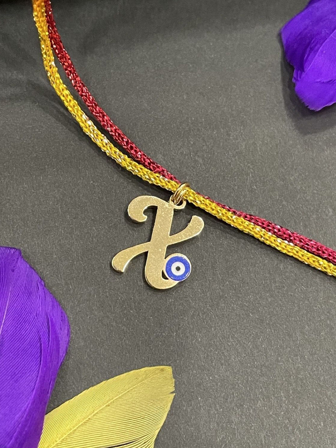 Digital Dress Room X Letter Initial Evil Eye Thread Rakhi