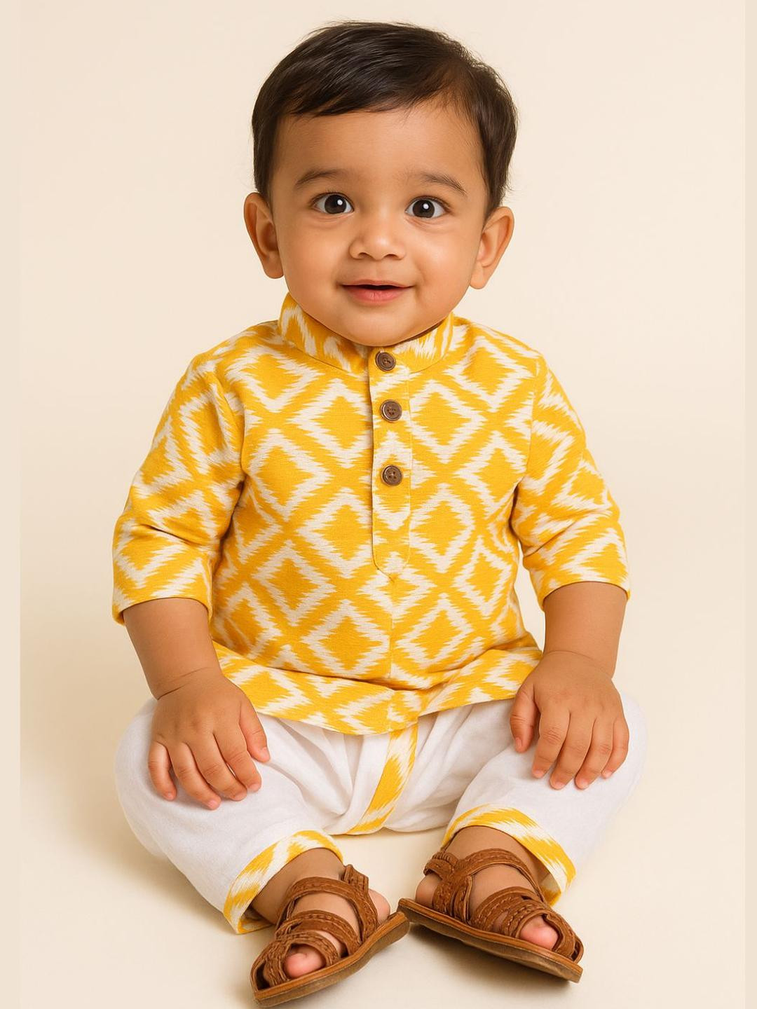 mustmomBoys Yellow Kurta Sets