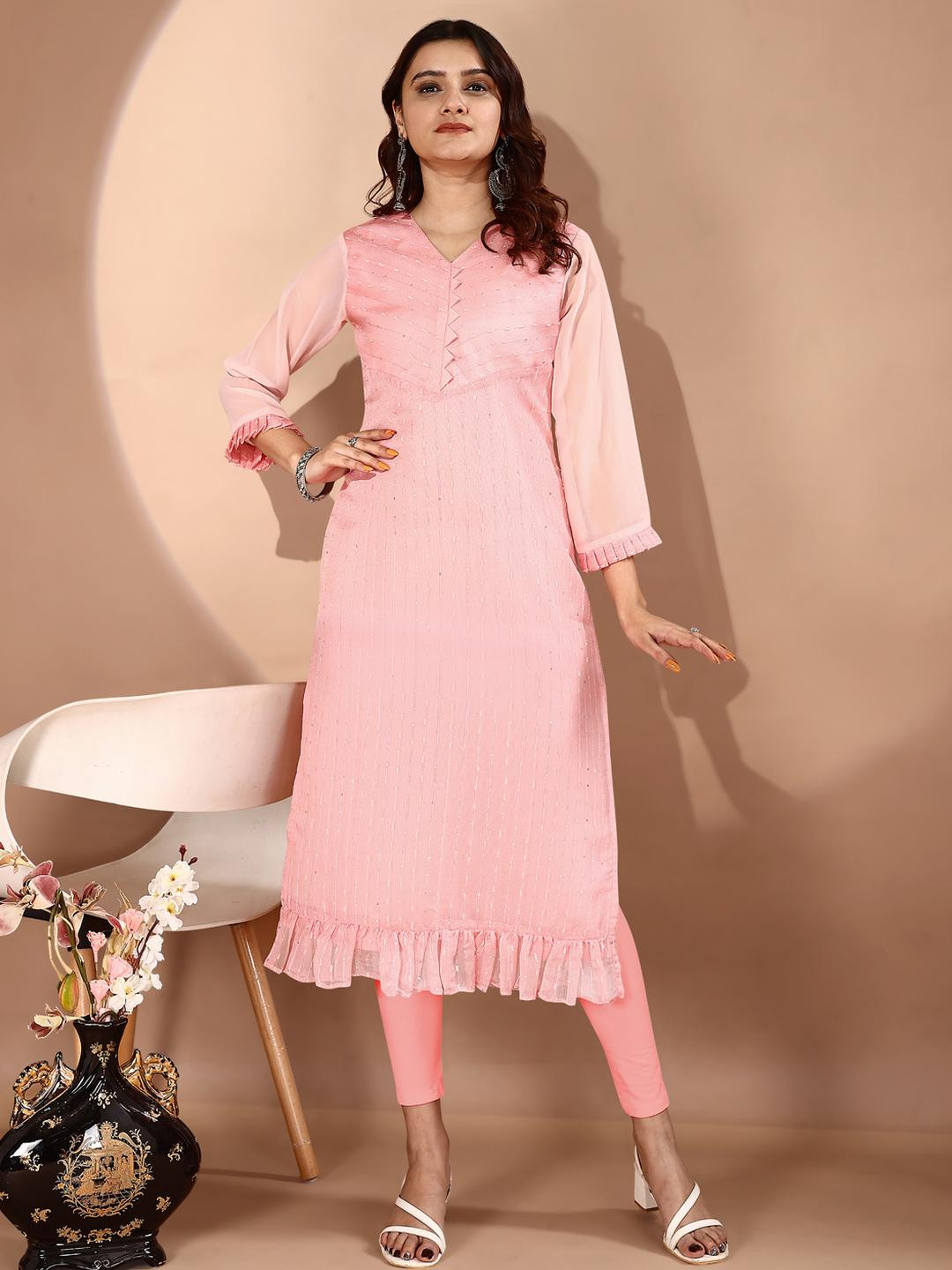 ZAZADIYA ENTERPRISE Women Peach Kurtis