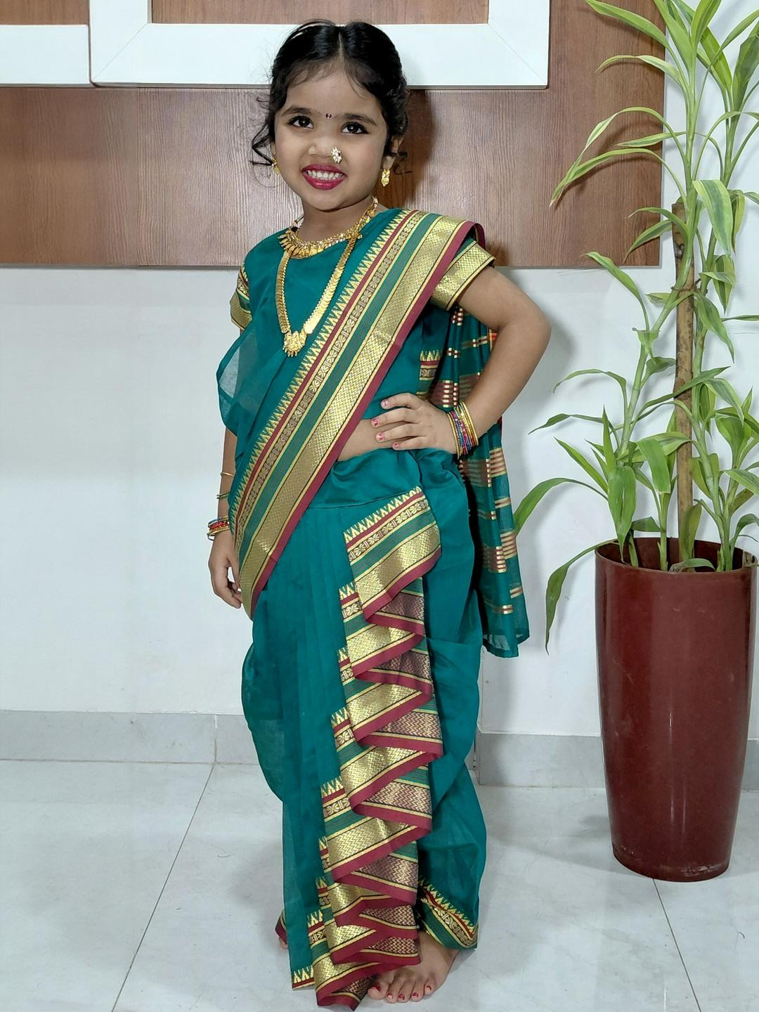 Mom and Me Girls Art Silk Sarees