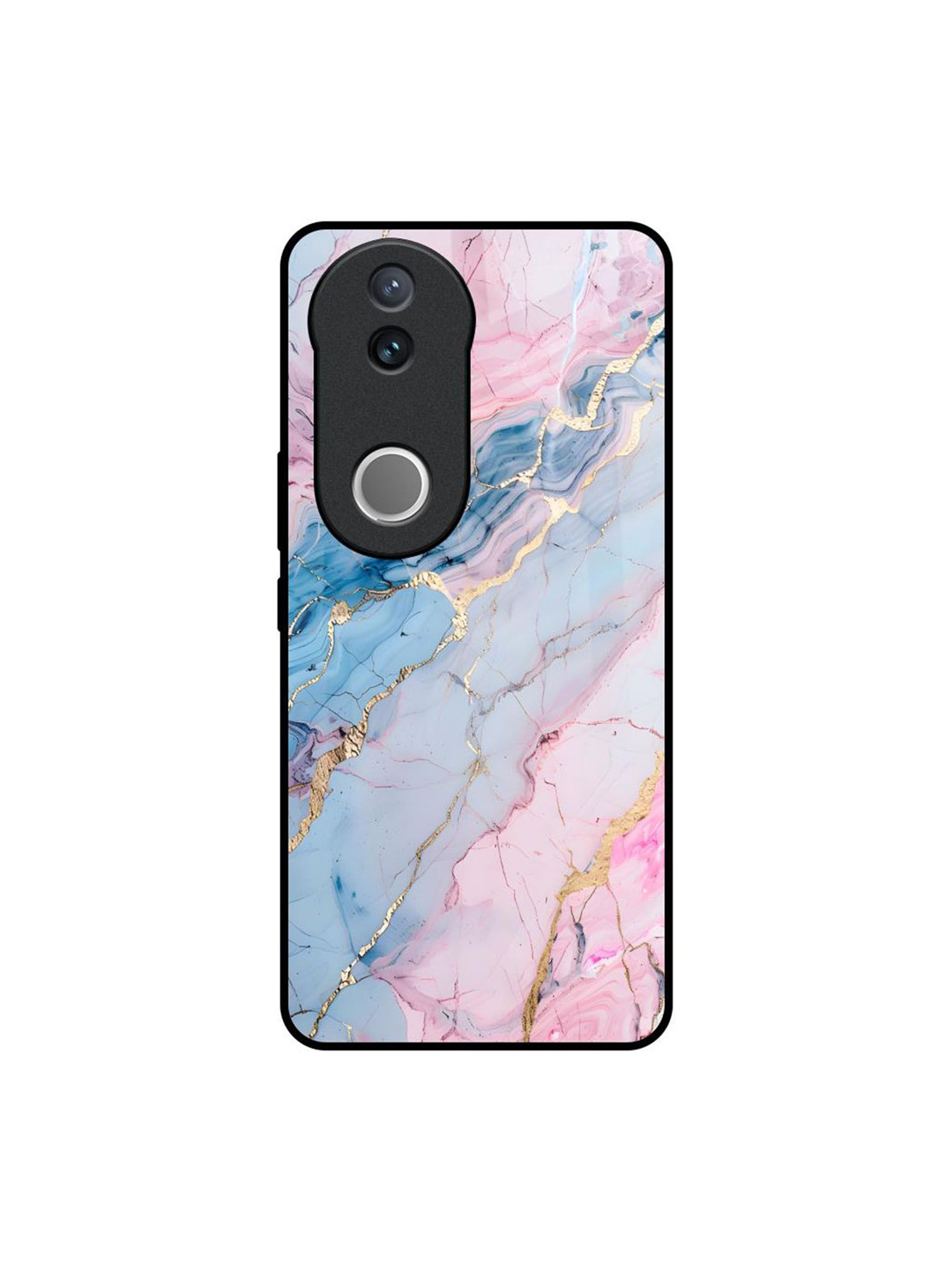 QRIOH Abstract Printed Vivo V50 5G Marble Mist Glass Back Case Mobile Accessories