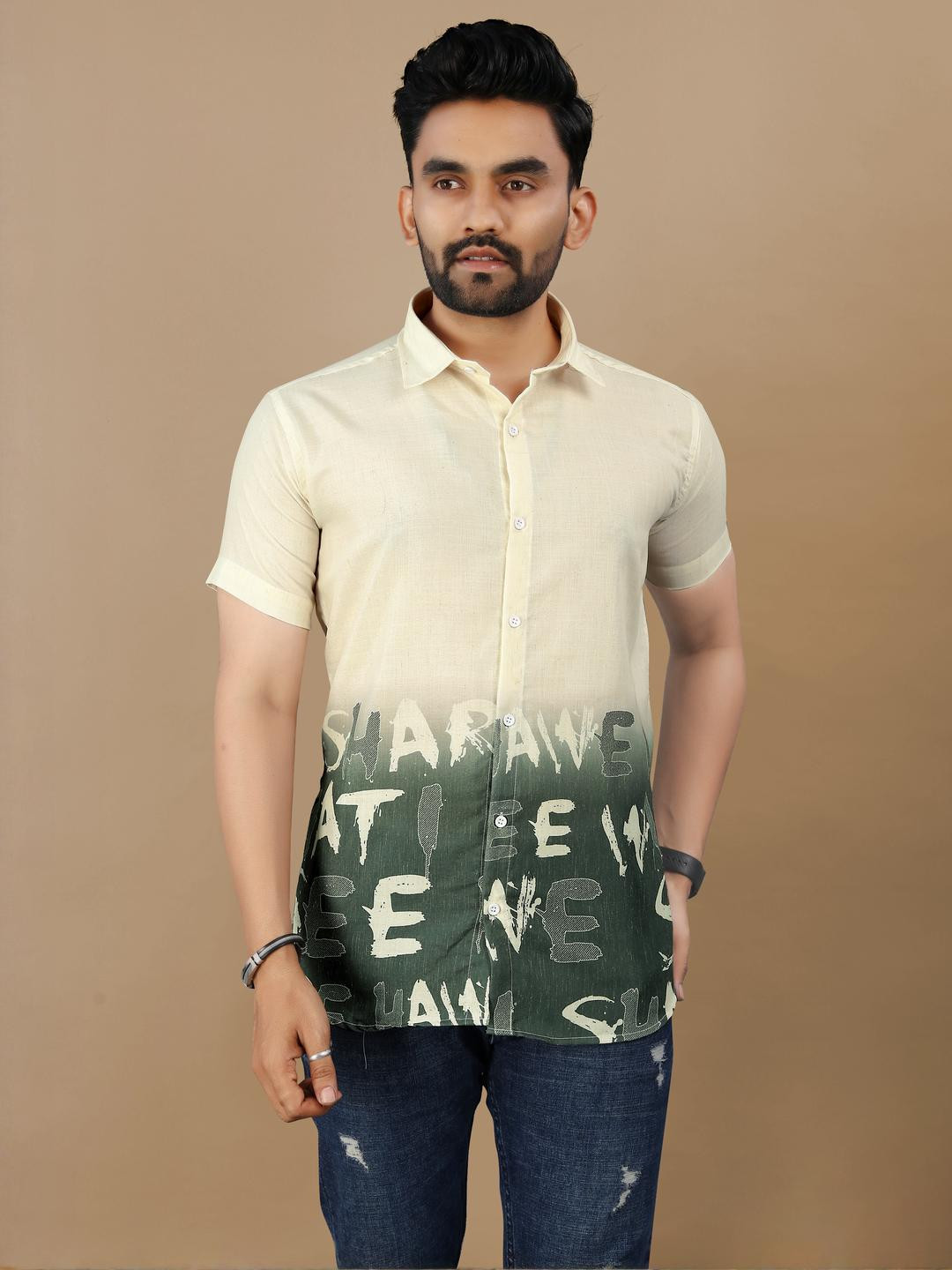 VS MALL Self Design Regular Fit Shirt