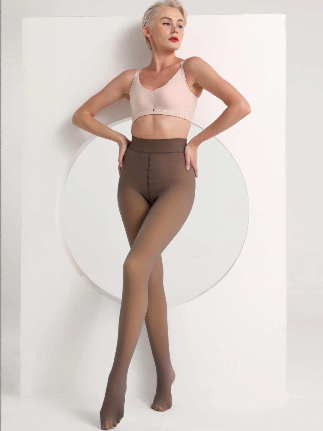 Tomkot Woolen Dual Tone Winter Warm Legging Dualtone Flecee fur Pantyhose Stocking