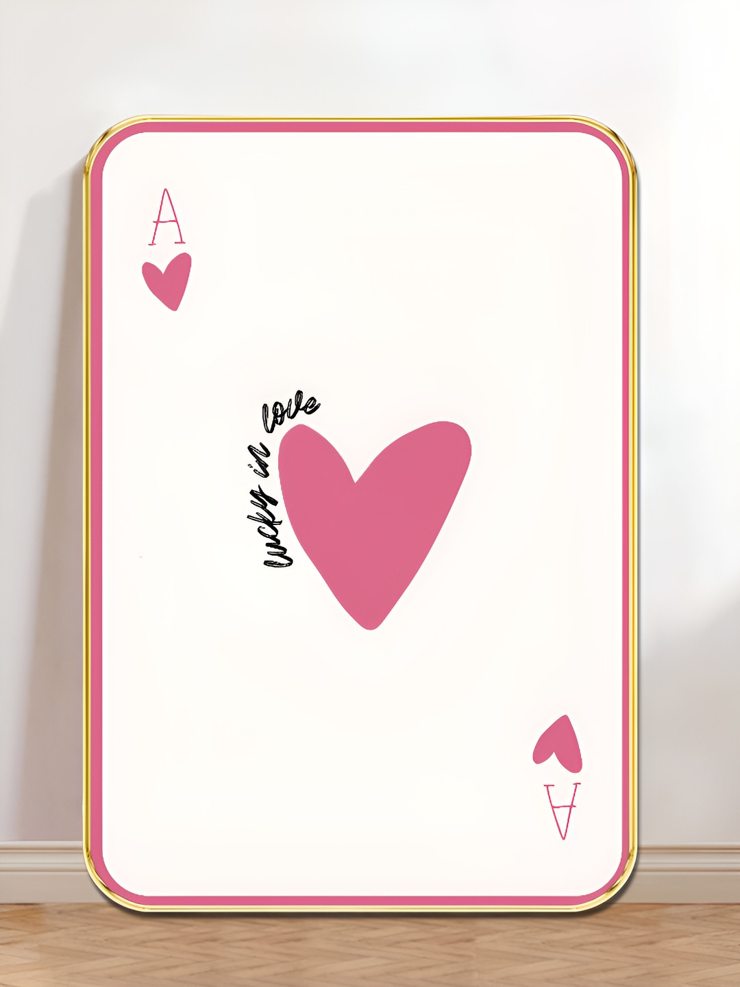 SAF White & Pink Lucky in Love Ace of Hearts MDF Wall Art