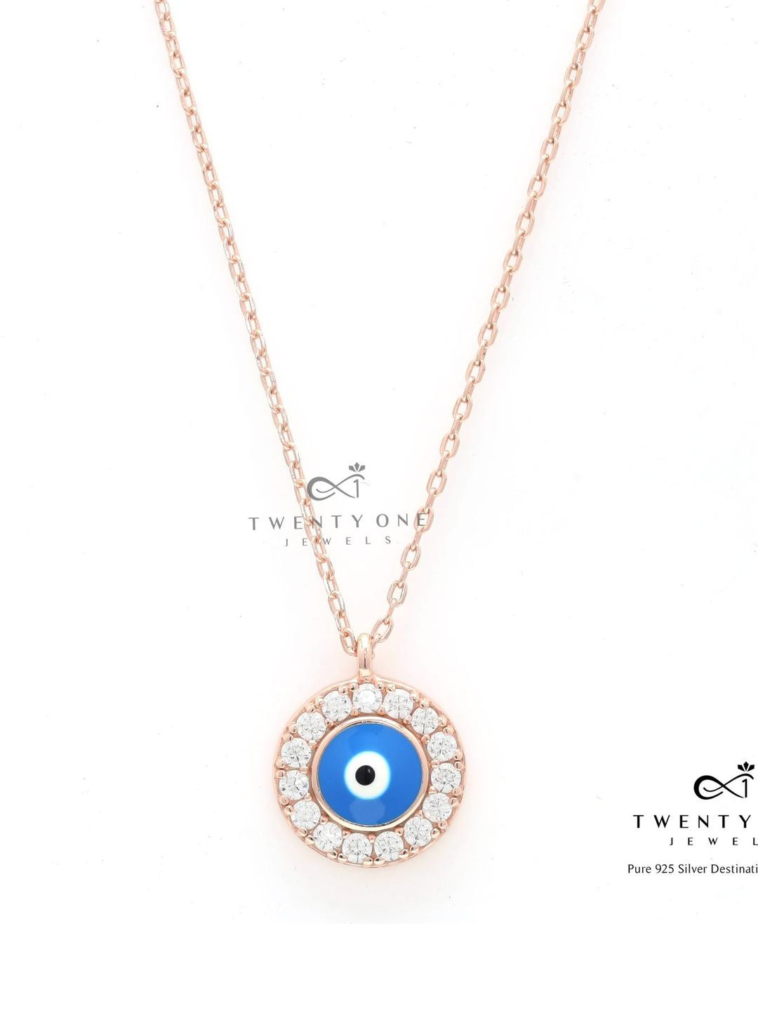925 Silver Evil eye Rose Gold Finish Pendant