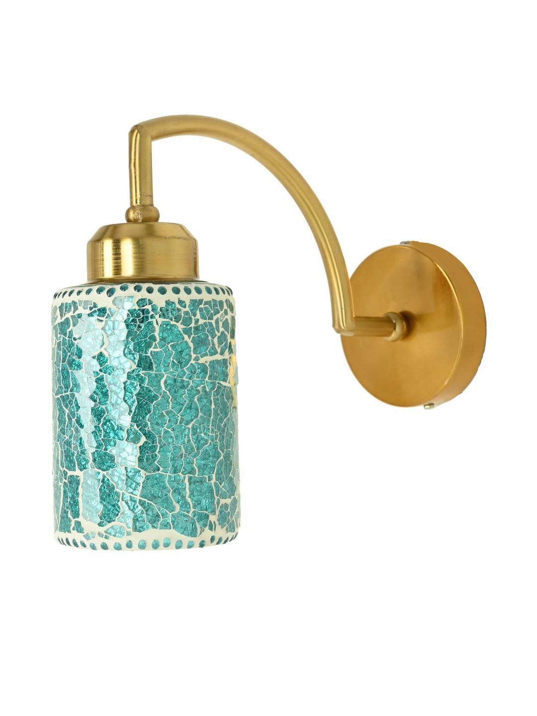 SOMIL Blue & Cream-Coloured Textured Glass Cylinder Shaped Wall Lamp