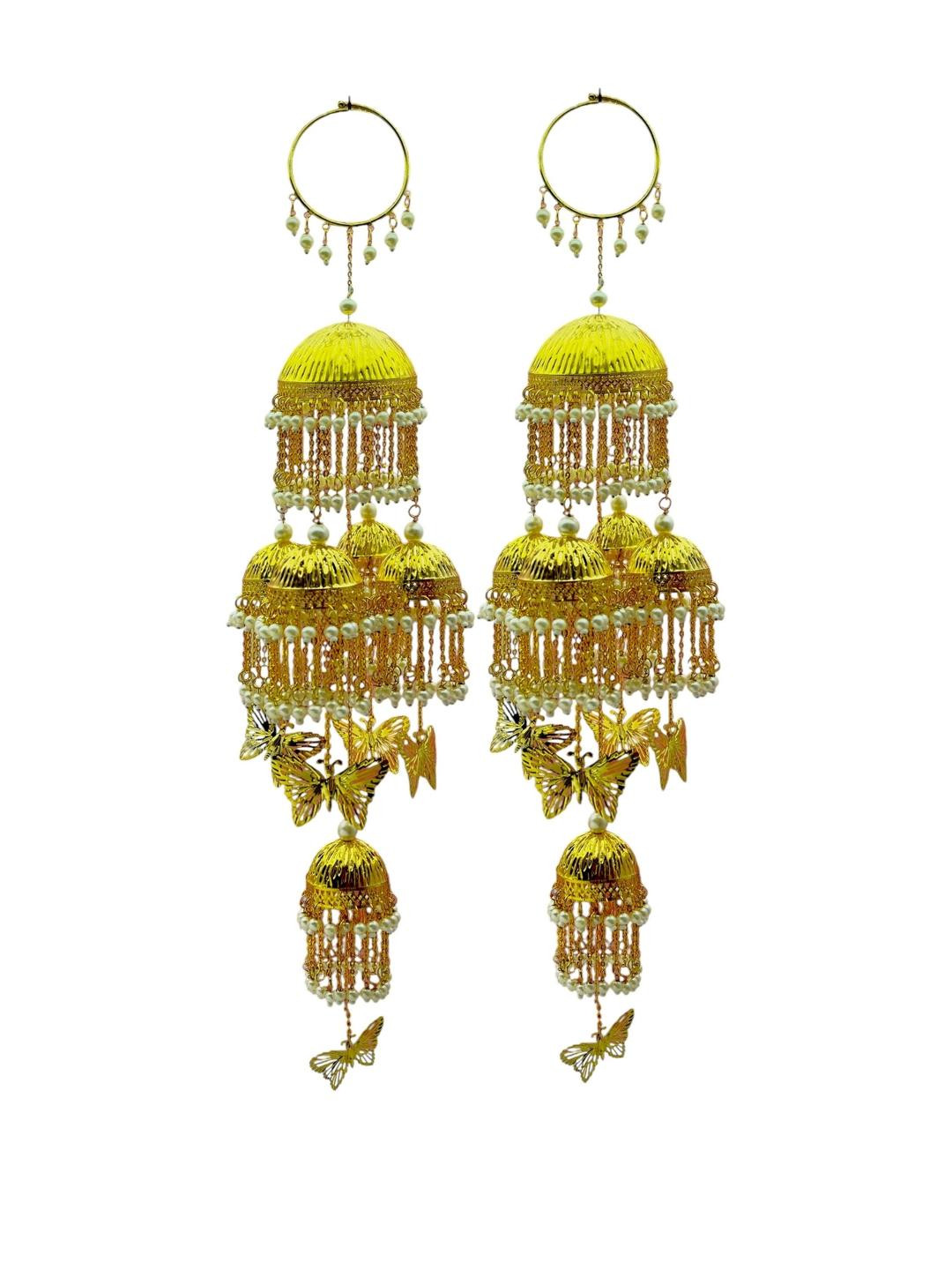 SBP Fashion Gold Toned Long Tiered Kaleera with Oversized Butterfly Charms