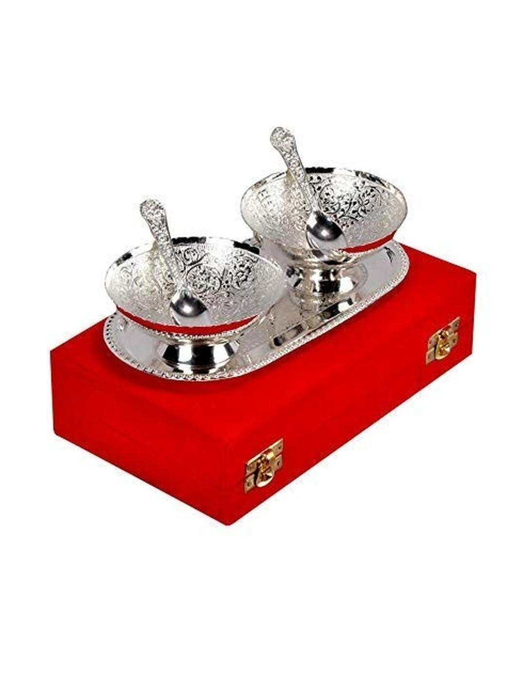 Shakuntla Vintage German Silver Bowl Spoon and Tray