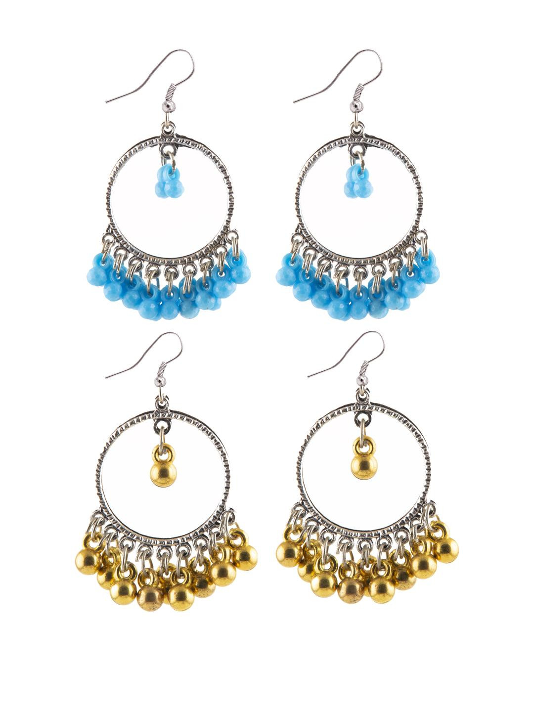 Creative Frogs Pair of 2 Artificial Beads Studded Circular Drop Earrings