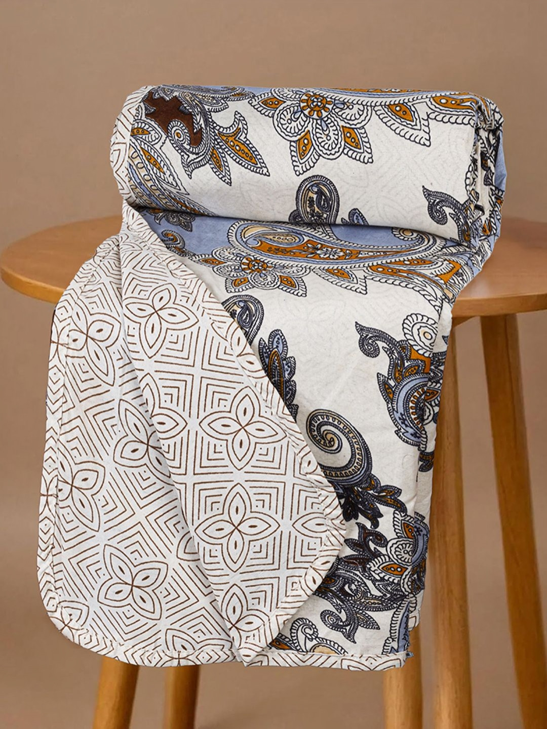 bsb home Grey & Mustard Floral Printed Microfiber AC Room 210 GSM Double Bed Dohar