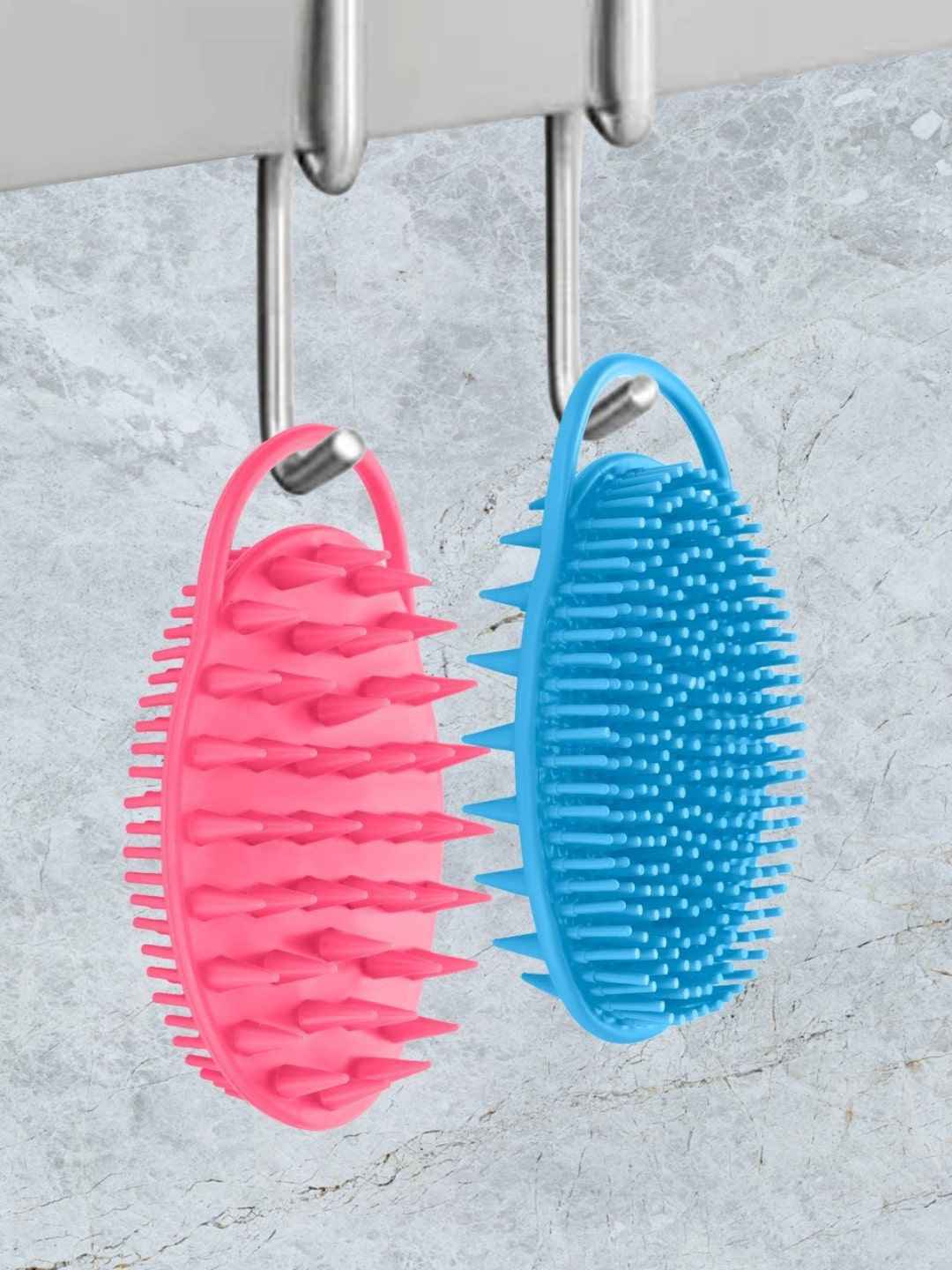 FEELHIGH 2-In-1 Silicon Exfoliating Body Scrubber- Pink