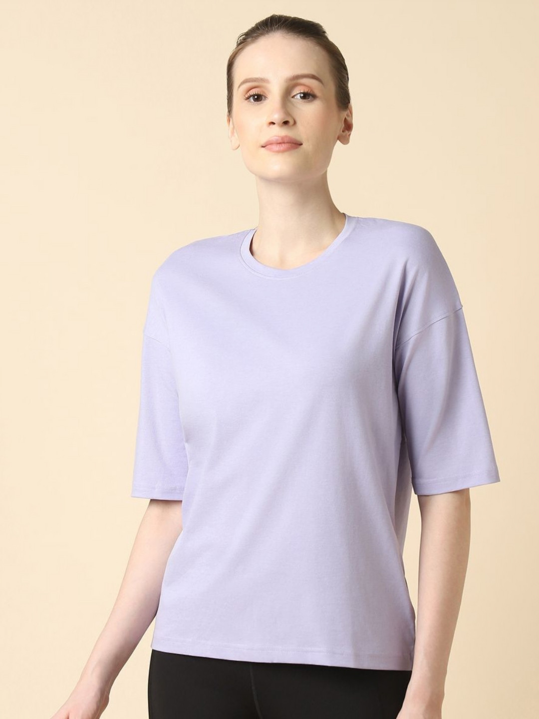 Van Heusen Cotton Drop-Shoulder Sleeves Round Neck Relaxed Fit T-shirt