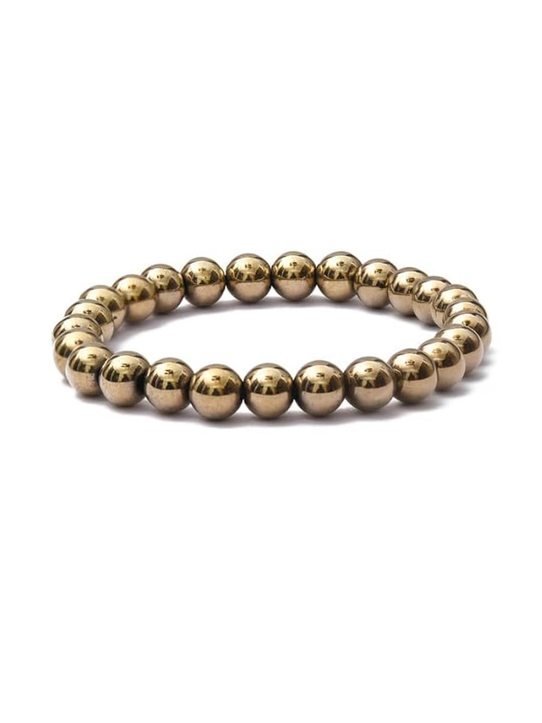 HEALINGGEMS Unisex Gold 8mm Pyrite Bracelet