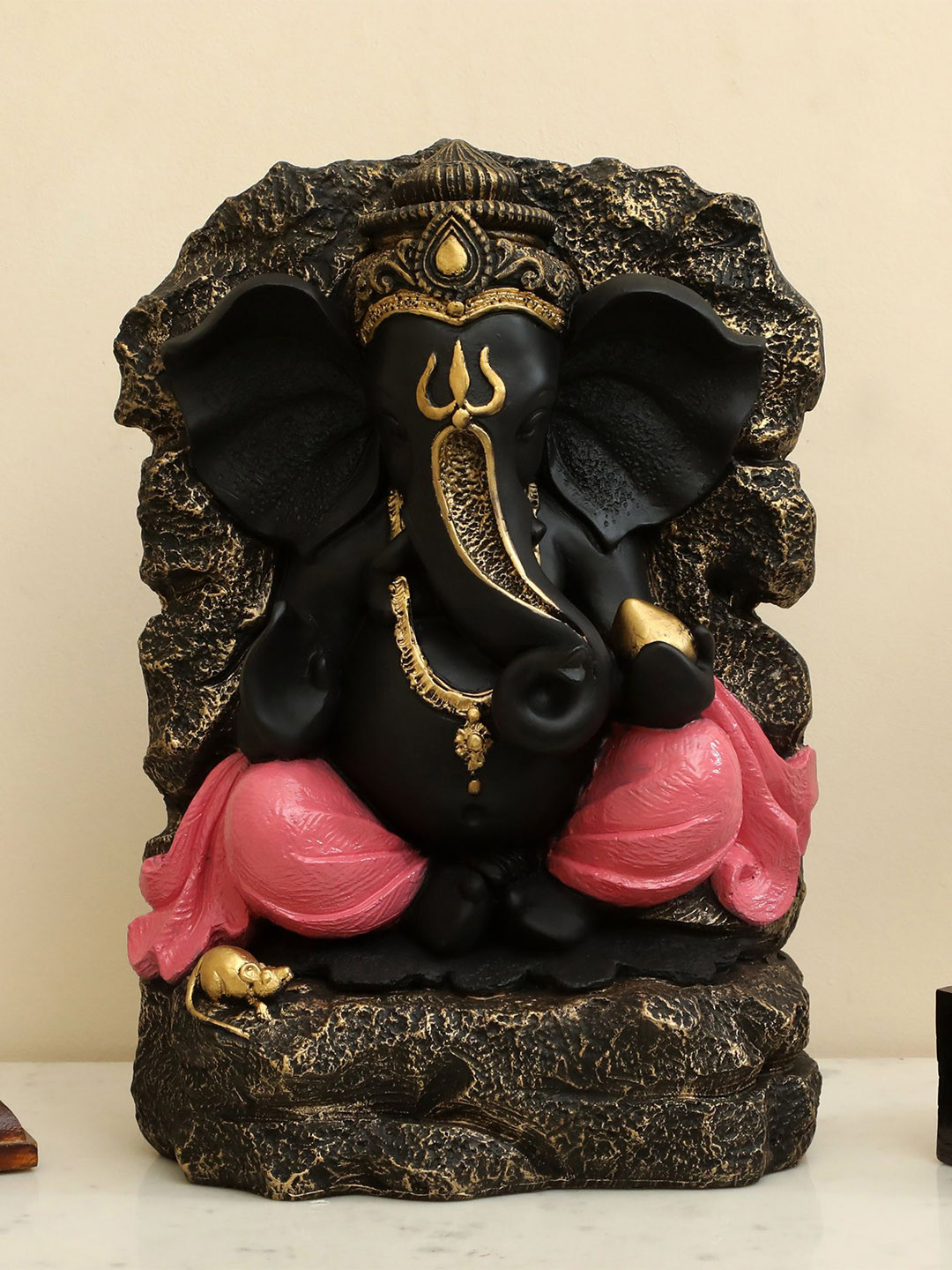 vedas S-Onkar Black & Pink Lord Ganesha Religious Idol Showpiece