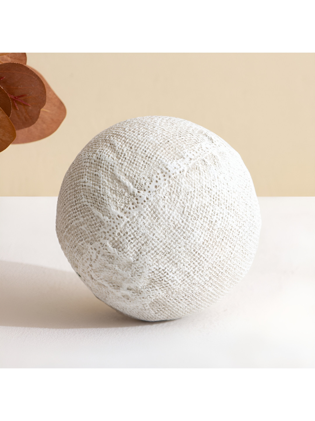 Home Centre Fawn Beige  Ball Table Figurine Showpiece