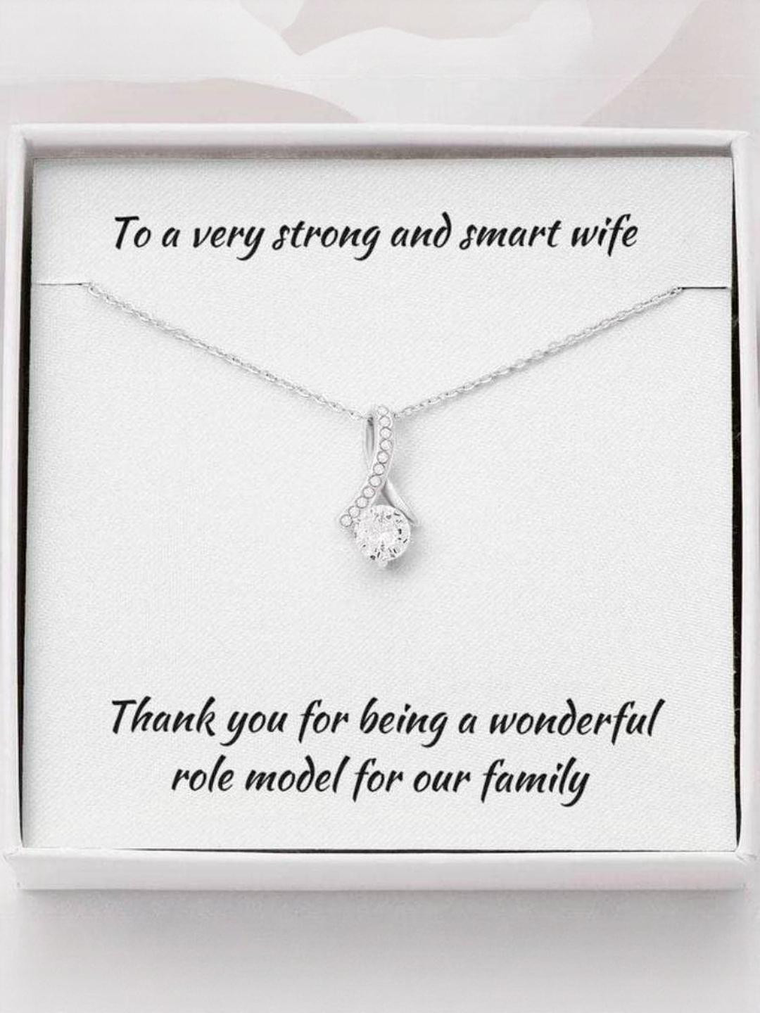 Sterling Silver Gift Wife Necklace Necklace For Wife Gift Necklace With Message Card Strong And Sma