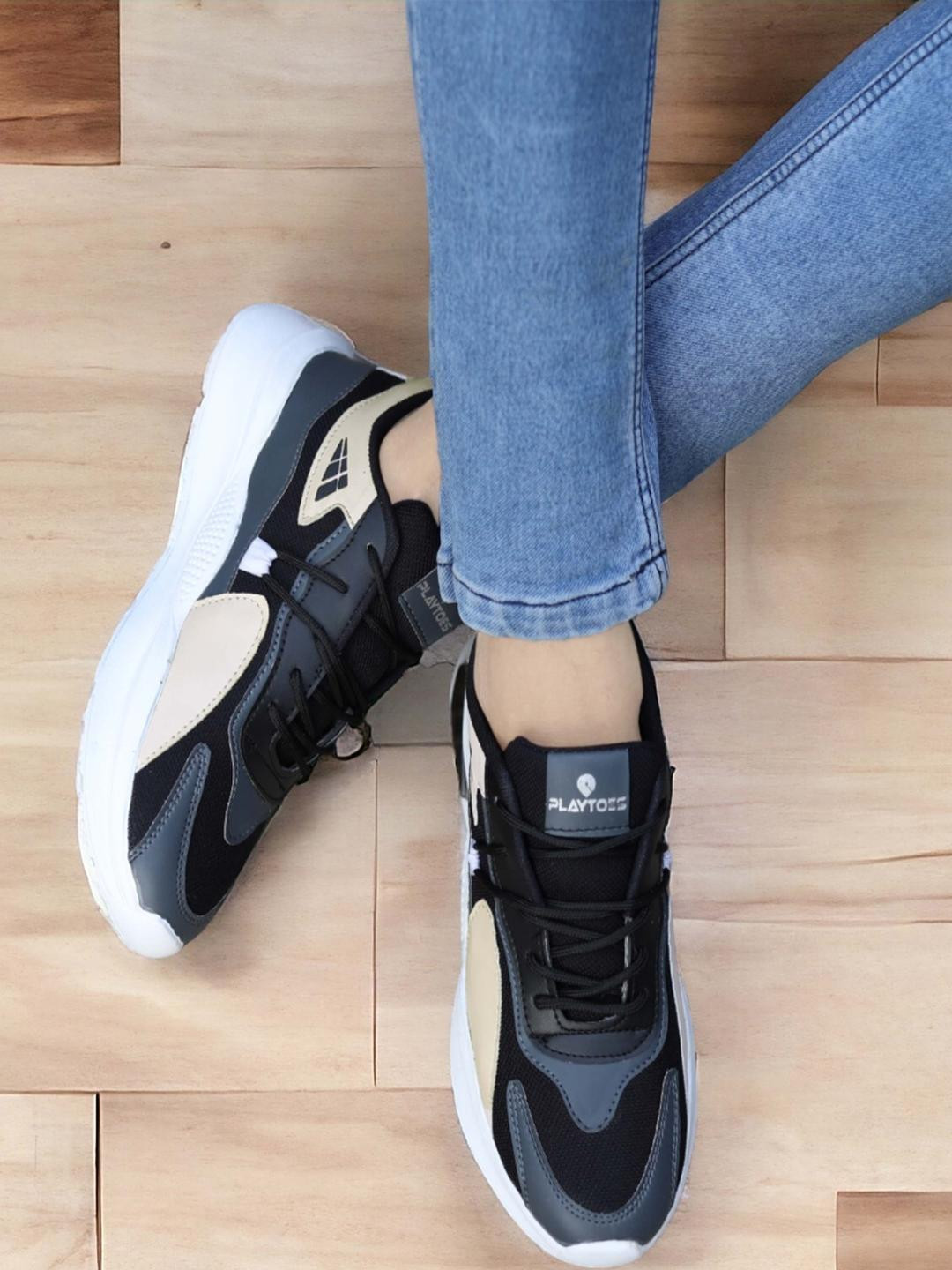 Playtoes Black Sports Shoes