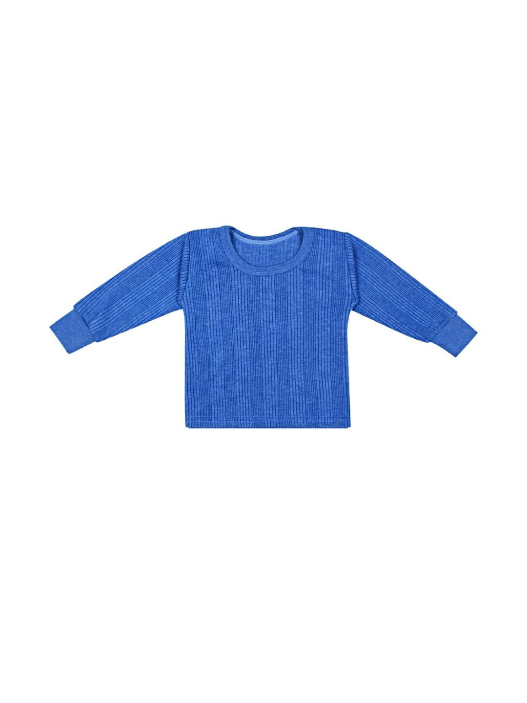Kritiu Kids Blue Cotton Round Neck Long Sleeves Thermal Top