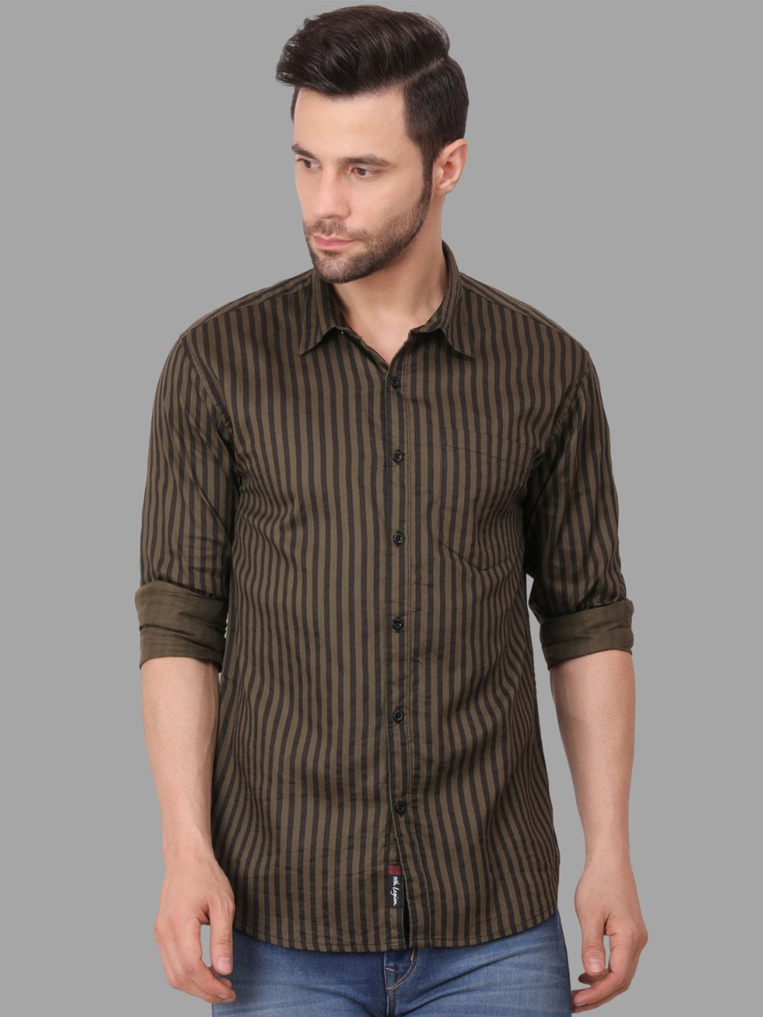 7TH LEGION Smart Striped Spread Collar Cotton Casual Shirt
