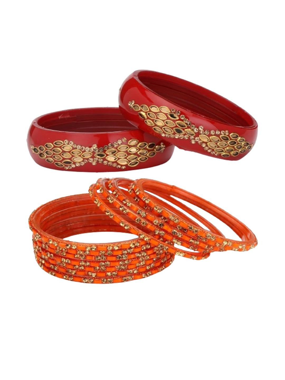 SOMIL Set of 14 Stones Studded Bangle