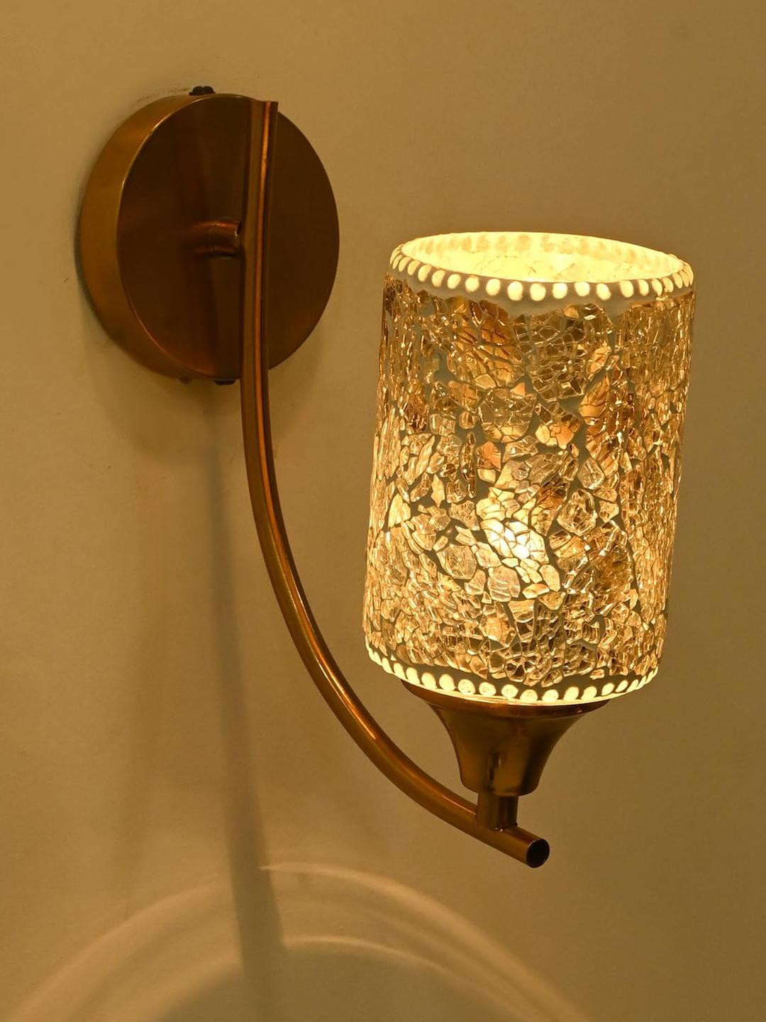 Somil Premium Designer Glass Wall/Night Lamp  Elegant  & Stylish Dcor Accent for Modern Interiors,  Color Blue, White, Size:- 9.5 x 9.5 x 19.5 CM