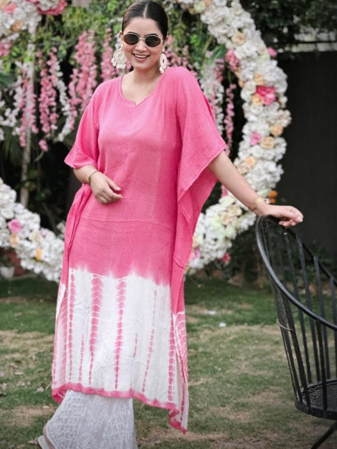 CORSICA Tie and Dye Dyed Crepe Kaftan Midi Dress